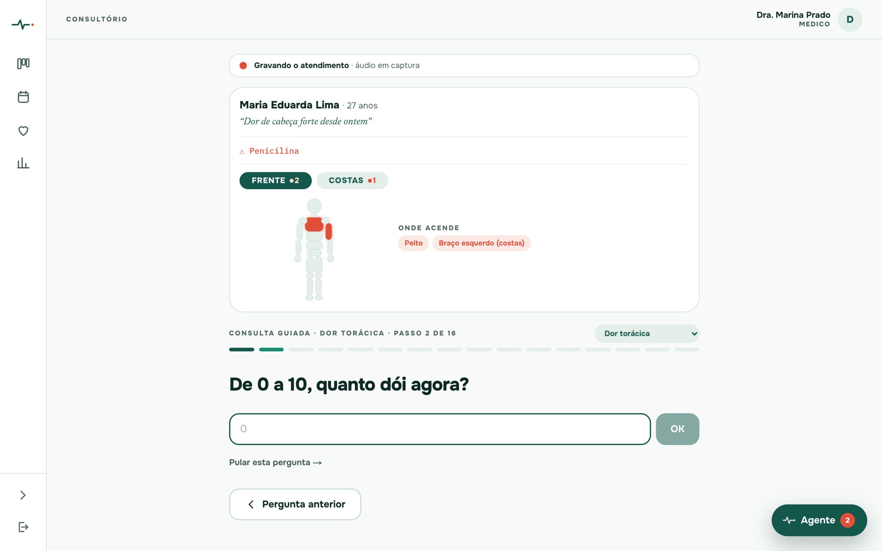 Consulta guiada com gravação do atendimento