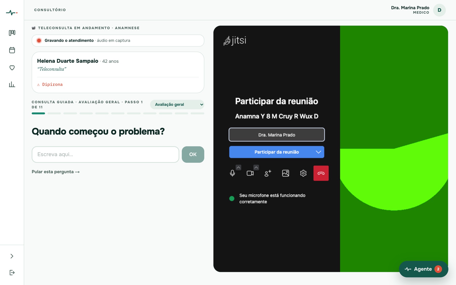 Teleconsulta: anamnese + vídeo lado a lado